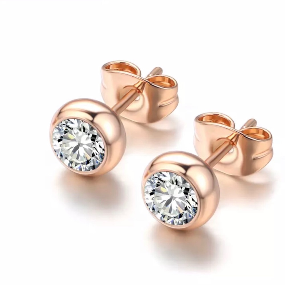 Kerry Rose Gold Round Stud Earrings